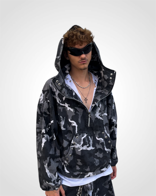 DIRTY CAMO STUDDED HALFZIP