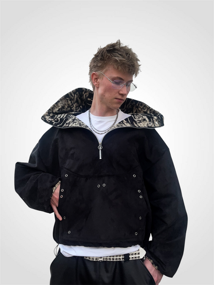 GLITCH SUEDE HALFZIP