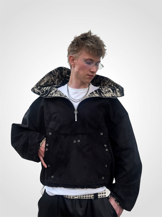 GLITCH SUEDE HALFZIP