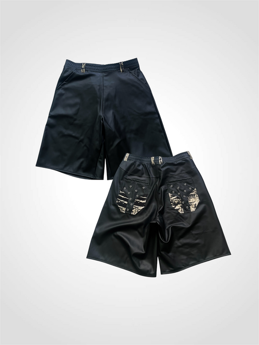 GLITCH LEATHER JORTS